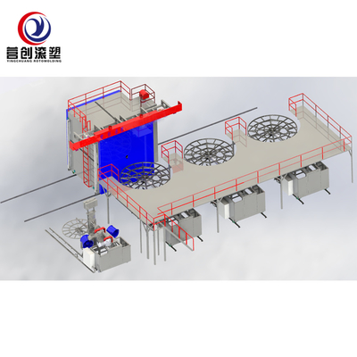Beli Multi-arm rotomolding machine for water tank manufacturing online manufacture