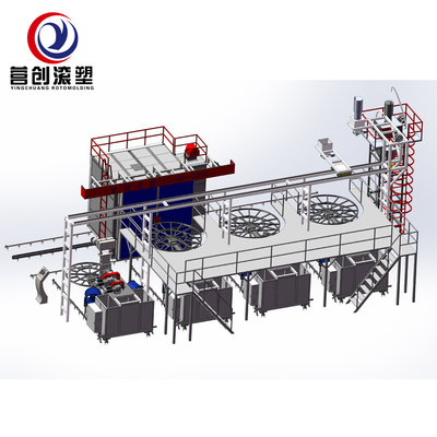 Beli Mesin Multi Arms Shuttle Rotomolding Untuk Produk Plastik PE PP HDPE LDPE LLDPE online manufacture