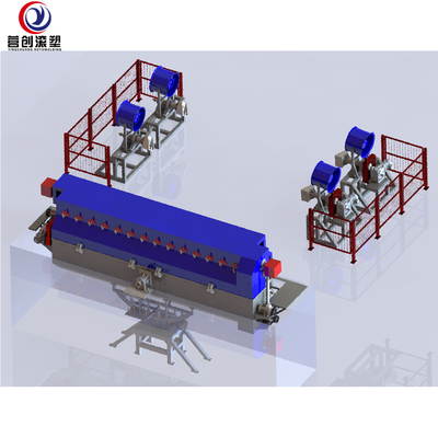 Low Noise Rock And Roll Rotomoulding Machines 6KW-11KW untuk memproduksi perahu & kayak
