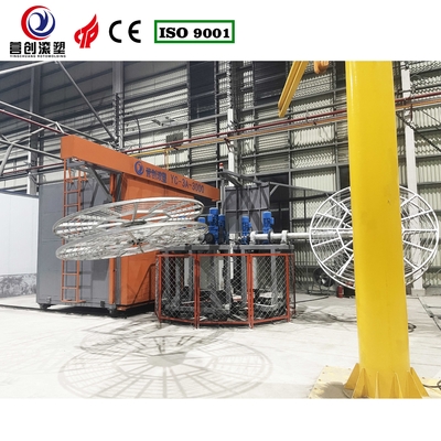 Peralatan cetakan putaran yang dikendalikan PLC dengan kontrol suhu untuk produk listrik