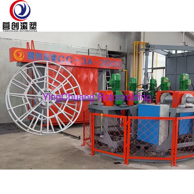 Mesin Rotomolding Tiga Lengan CC-3A-2000 Terkendali PLC Cerdas, Peralatan Lini Produksi Plastik Putar yang Dapat Disesuaikan