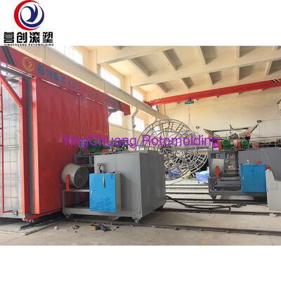 YINGCHUANG CS-3A-3500 Mesin Cetak Rotasi Tipe Track, Sistem Rotomolding Tiga Lengan Dipanaskan Gas Otomatis Untuk Artikel Plastik Berongga Rotomolded